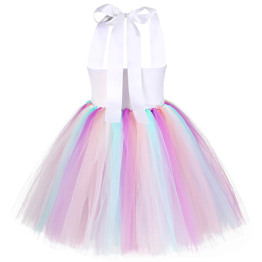 Pastel Sequins Girls Unicorn Tutu Dress Child Birthday Party Pony Costume Outfit Kids Christmas Halloween Carnival | Детская одежда и