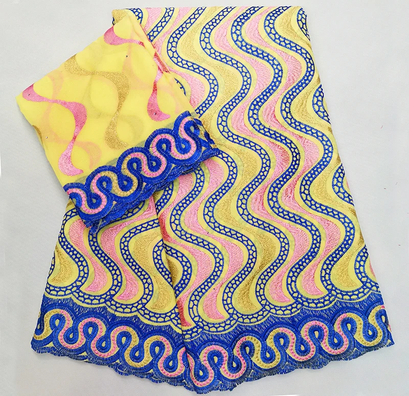 Последняя африканская кружевная ткань желтая швейцарская вуаль кружево высокое