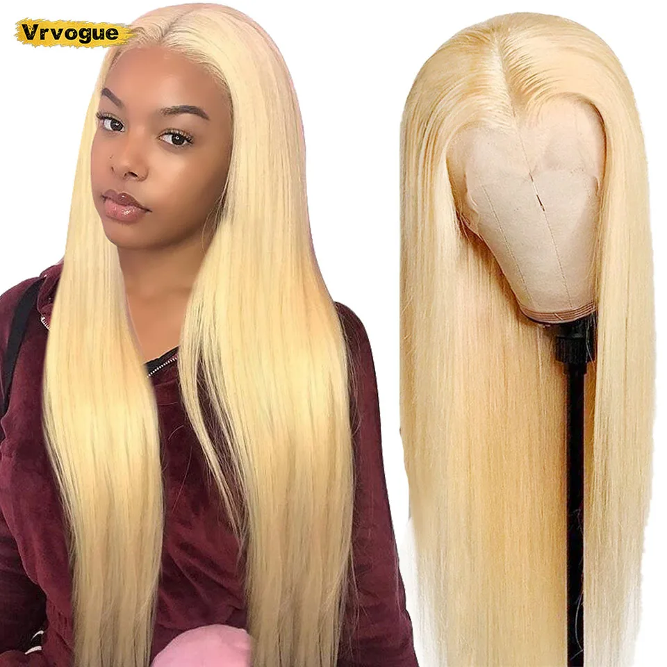 13x4x1 T Part Lace Wig Human Hair 613 #4/27 Blonde Remy Brazilian Hair, Glueless Straight Human Hair Wigs For Black Woman Vrvogue