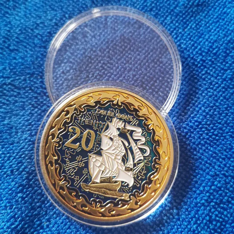 Пиратская монета позолоченная Посеребренная аксессуары из эмали