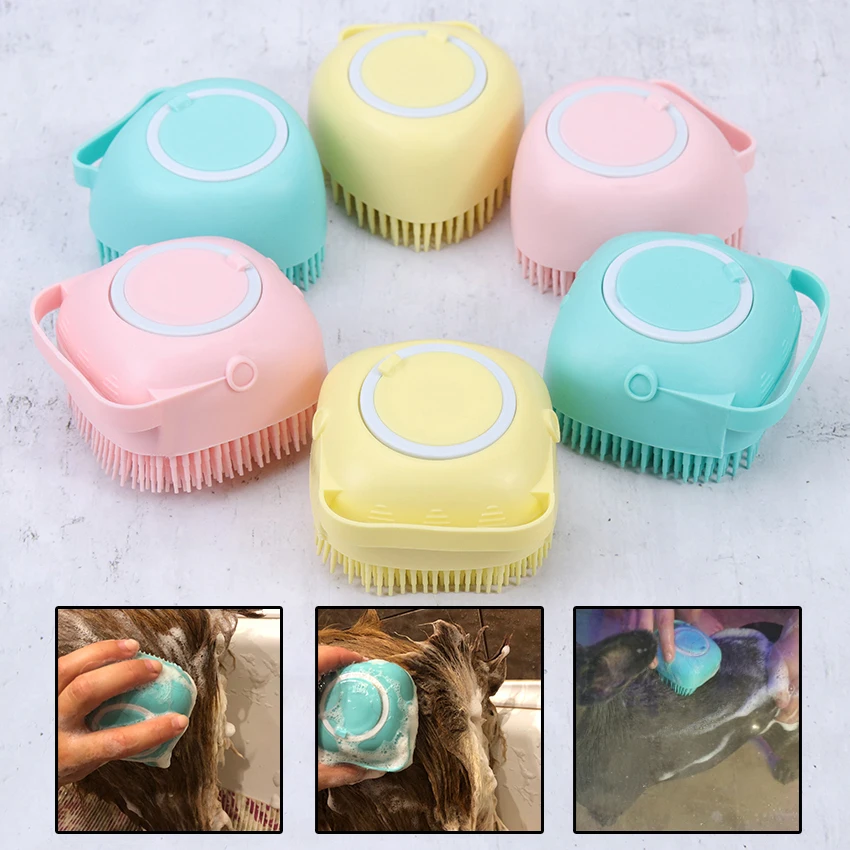

Bathroom Dog Cat Bath Massage Gloves Brush Soft Safety Silicone Pet Accessories for Dogs Cats Scrubber Tools Brushes