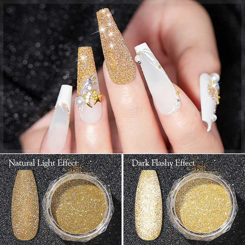 

1 Box Sparkling Nail Powder Colorful Reflective Nail Glitter Dust Fine Shiny Pigment Holographic Nail Art Decorations