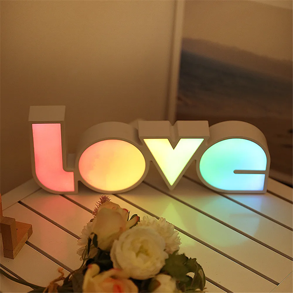 

LOVE Letter LED light For Holiday Christmas Wedding Decoration Lighting USB Simple LED Night Light Valentine's Gift Home Decor