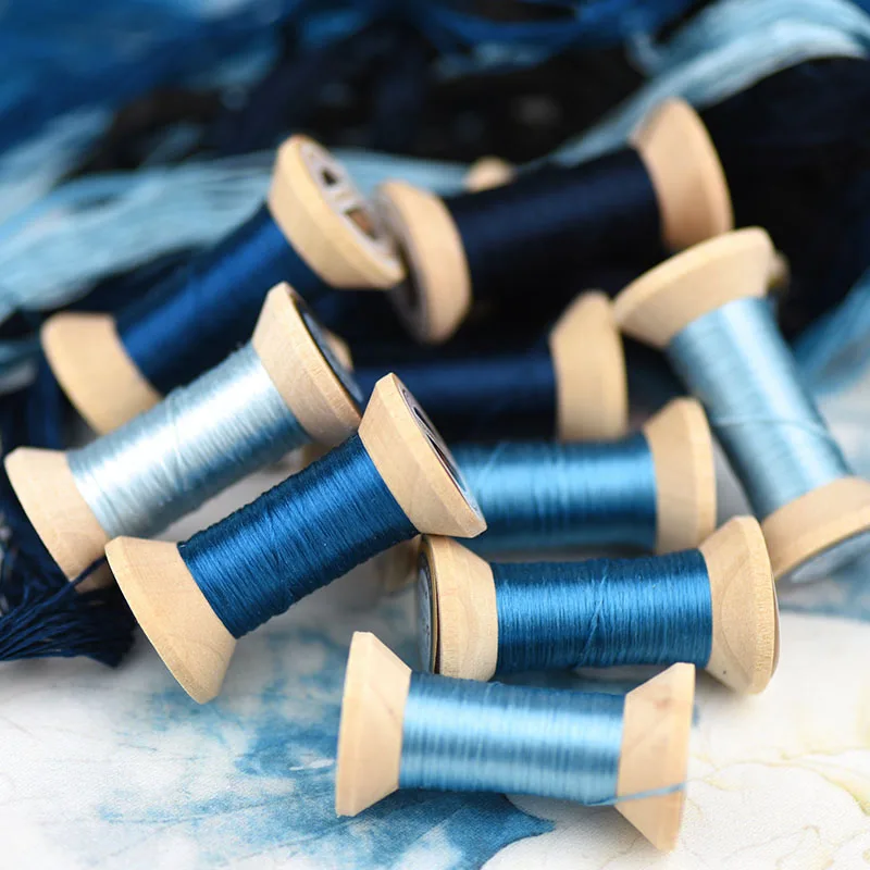Нить для вышивки ручная вышивка шелковистая нить катушка морской синий 20