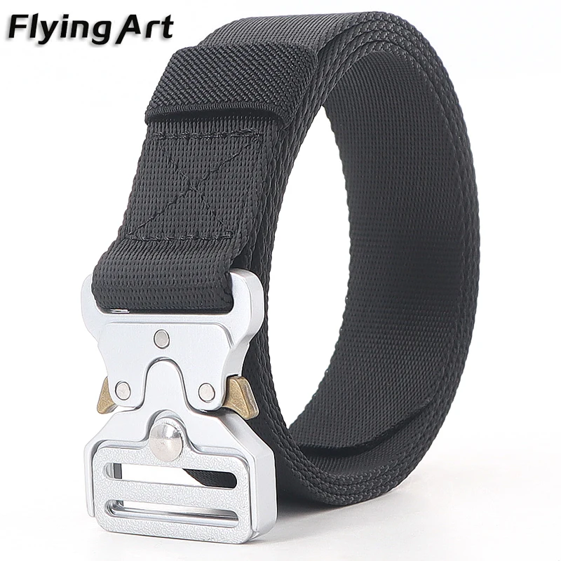 Men's Casual Fashion Tactical Belt Alloy Automatic Buckle Youth students Belt Canvas Belt for Men female luxury male Jeans
