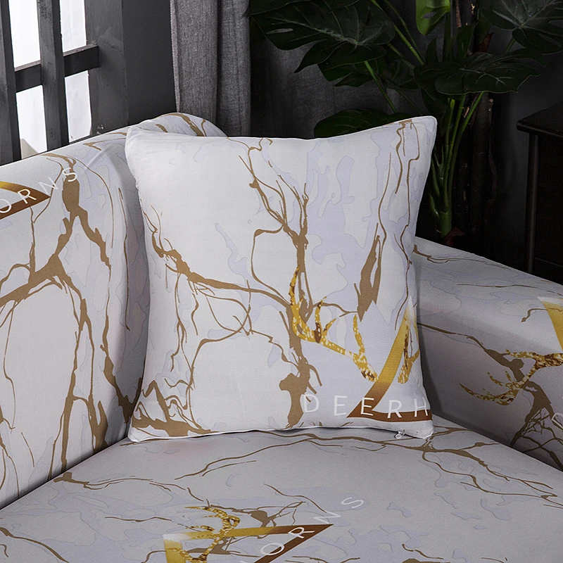 

Golden Marble Pattern L Shape Sofa Couch Cover Spandex Modern Furniture Protector Arm Sectional Sofa Cover 1/2/3/4-seater