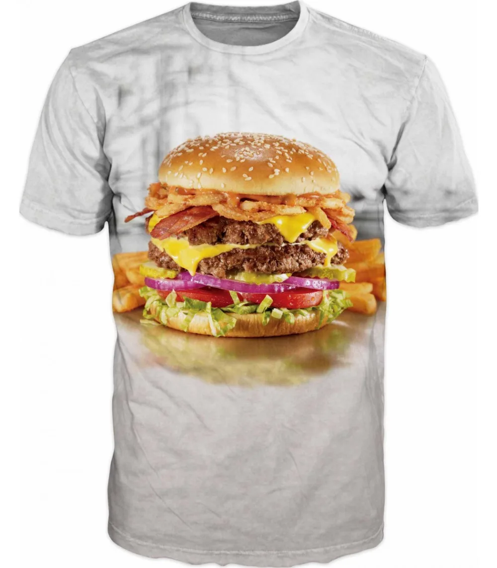 

2020 3D Printed Cool FUN HAMBURGERG T Shirt Crewneck Hip Hop Famous Brand T Shirt