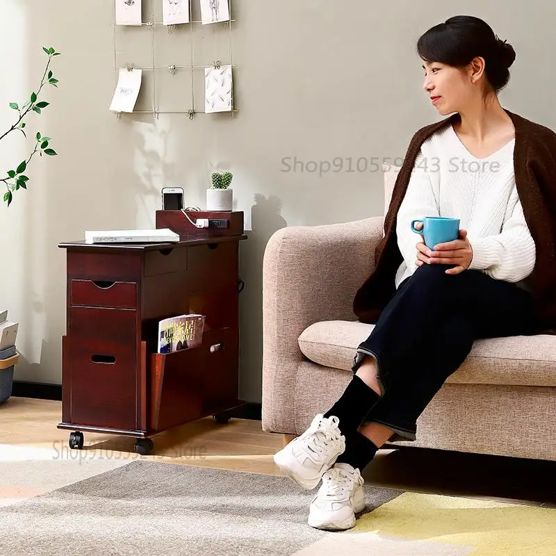 Sofa Side Cabinet Multifunctional Armrest Living Room Table Simple Modern Corner With Wheels Small Coffee T | Мебель