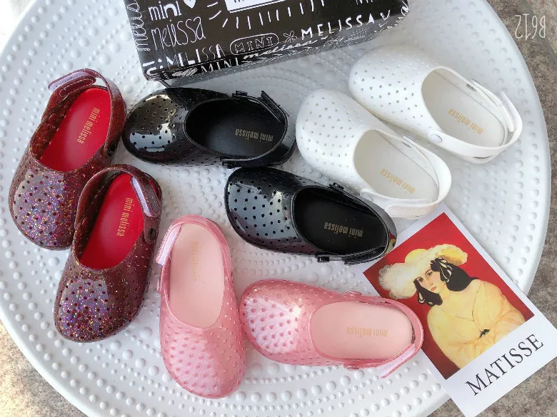 Melissa/сандалии с дырками для девочек Модные шлепанцы Детские пляжные дышащие