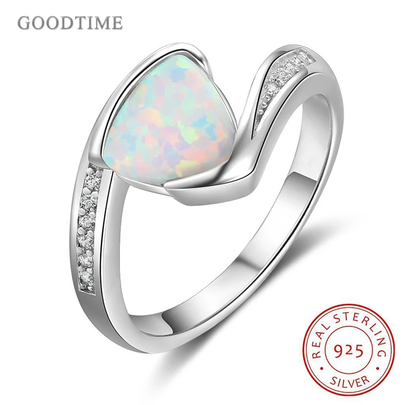 

Trendy Women Ring 925 Sterling Silver Opal Ring Anniversary Jewelry Rhinestone Colorful Zircon Ring For Bride Wedding Party