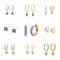 canner diamond studded zircon water earrings hoops 925 sterling silver earrings for women silver jewelry violet earring aretes