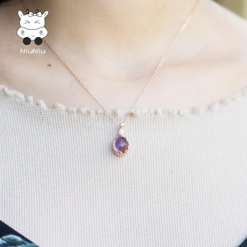 

Niu Niuniu Natural Amethyst Pendant Women's Necklace Pendant Crystal Student Aid Exam Increase Popularity Help Social Networking
