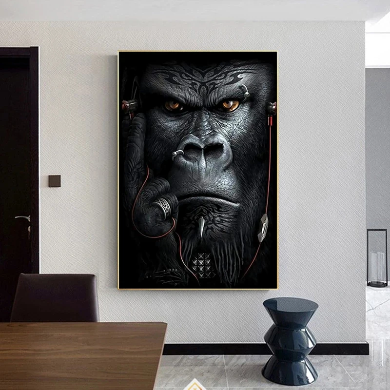 

Black Big Gorilla Monkey Posters and Prints Nordic Home Decor Animal Canvas Art Paintings Wall Picture For Living Room Mural