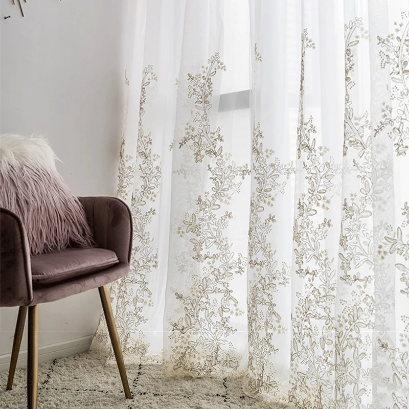 

Luxury Yarn Embroidered 3D Screens Princess Tulle Curtains for Bedroom Romantic Sheer Children's Room Window Decoration