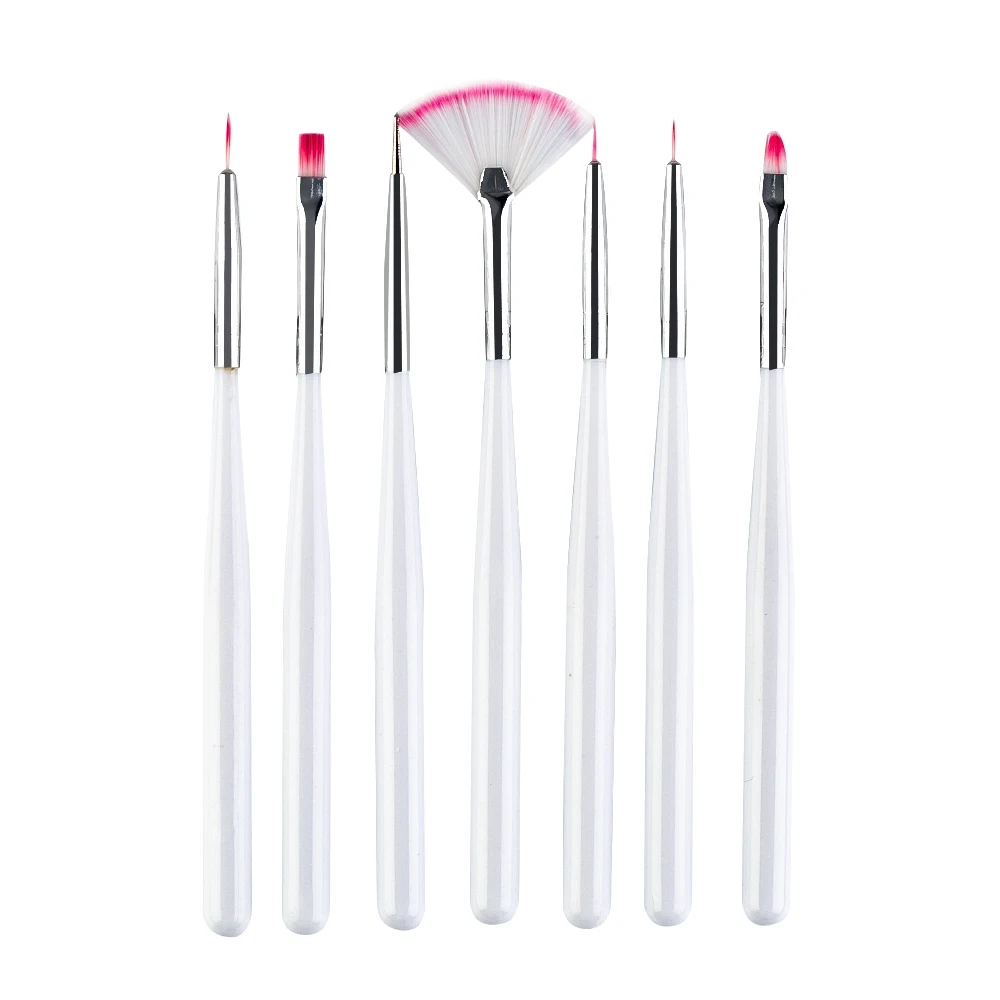 White 7pcs LadyMisty 8 шт 3d-ручка для ногтей акриловые кисти для УФ-геля кисти маникюрные щетки комплект, кисть для ногтей набор гель лаков инструменты - Цвет: White 7pcs