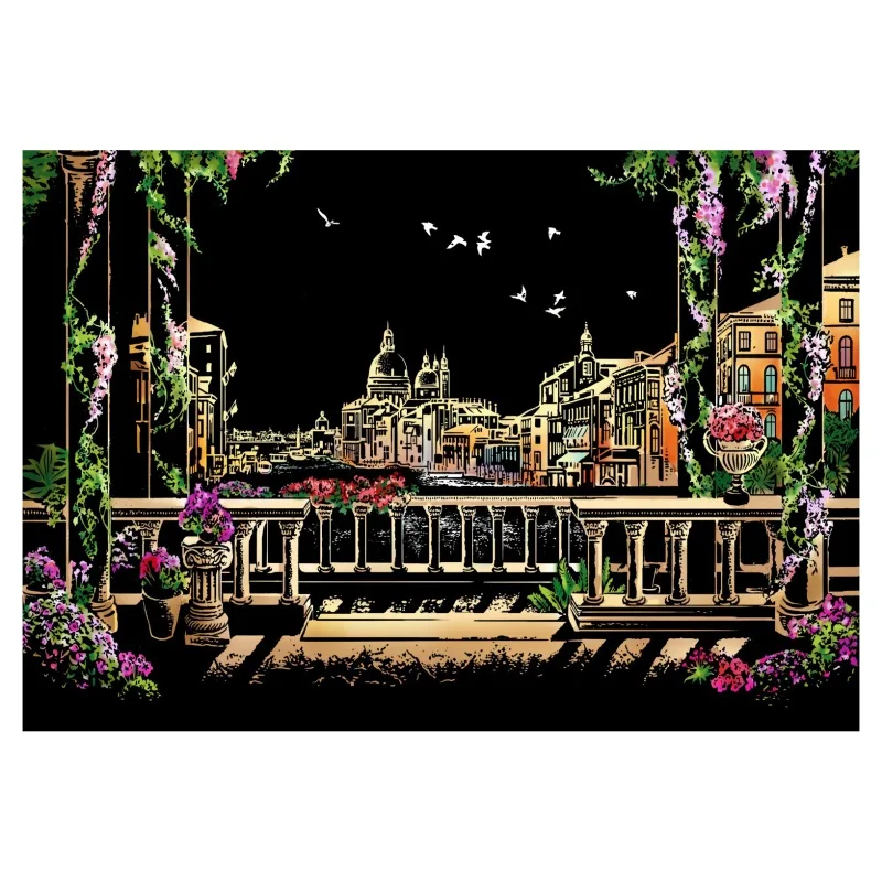 

Famous Building Art Doodle Scraping Painting DIY Scratch Art World City Drawing Toys Paper Magic Painting Board for Kids Adult