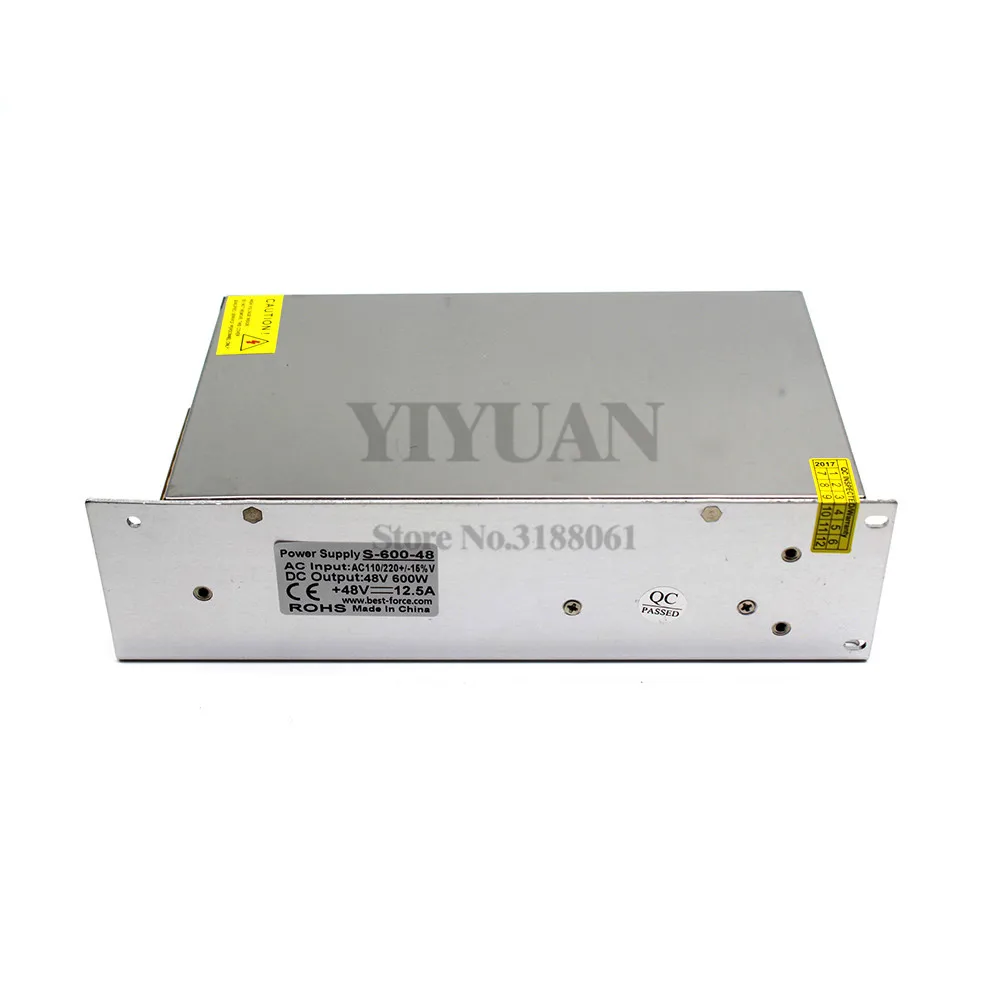 Одиночный выход DC48V источник питания 12.5A 600W Трансформатор AC110V 220V до 48V DC источники