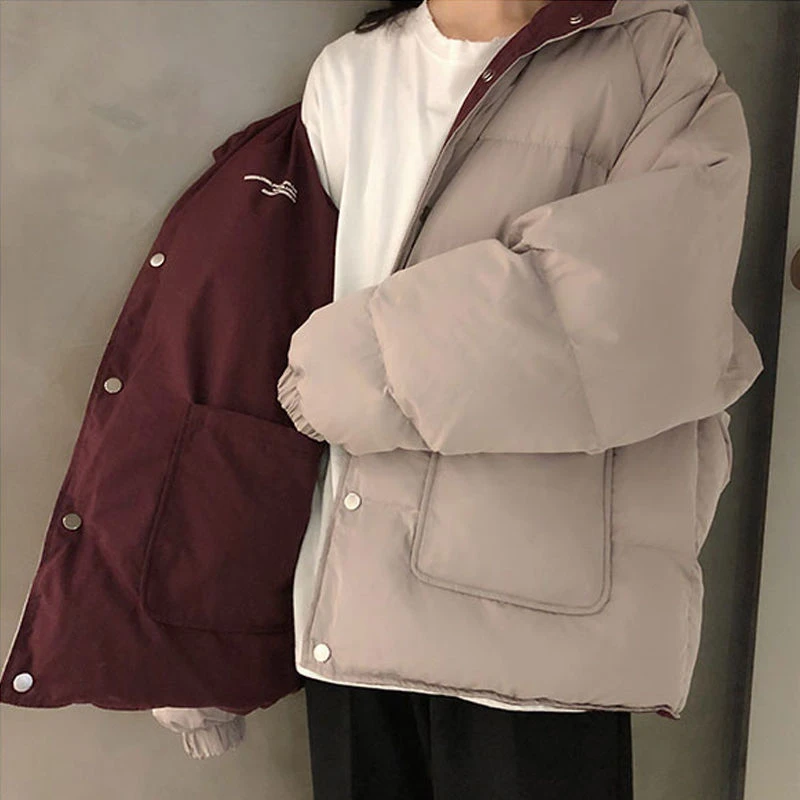 Two-sided Cotton-padded Jackets 2023 New Women Winter Clothing Oversize Tooling Korean Style Simple Bread Clothes Keep Warm Coat