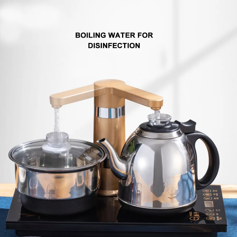 

Electric Kettles household tea pot set Automatic pump water 1.0L capacity stainless steel kettle safety auto-off function