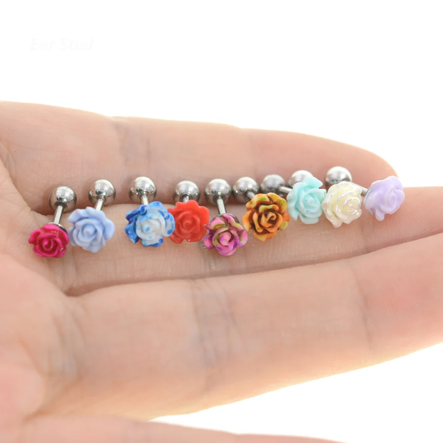 1 шт. акриловый цветок случайного цвета хирургическая стальная штанга для