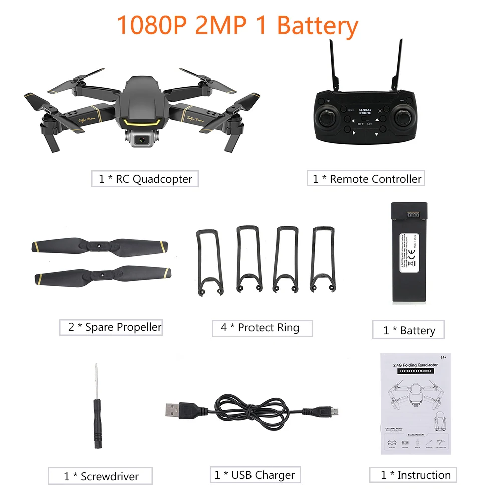 Мини-Дрон GLOBAL Drone GW89 RC Дроны с камерой hd 1080P 2MP Wifi FPV складной Радиоуправляемый квадрокоптер с 2/3 батареей VS E58 H37 - Цвет: 1080P 2MP black