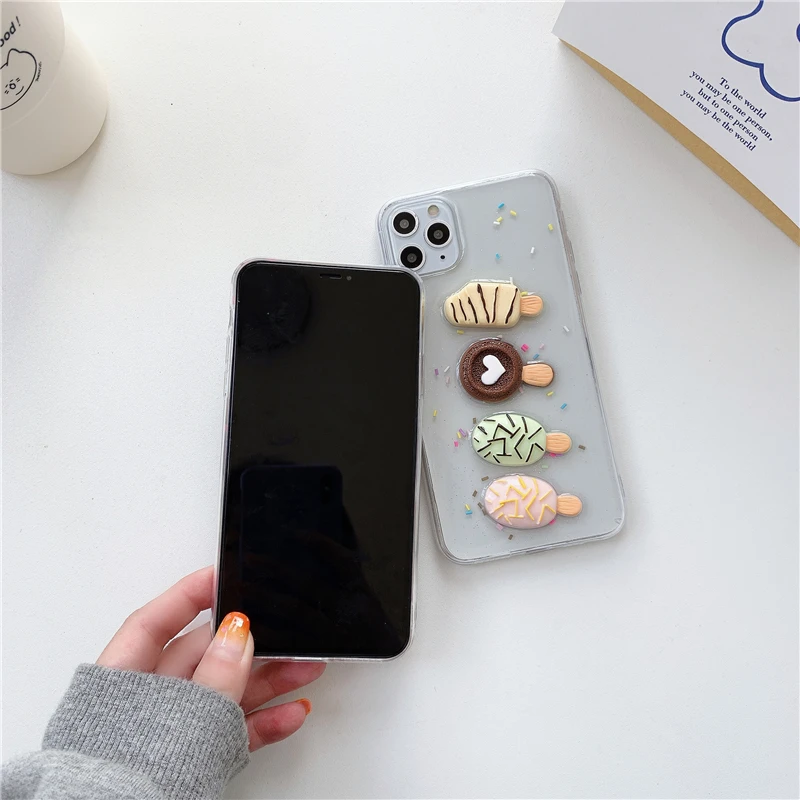 

fashion clear 3D ice cream girl Phone Cover Case For Iphone X 11 pro Xs Max Xr 10 8 7 6 6s Plus se 4.7 Luxury Soft Coque Fundas