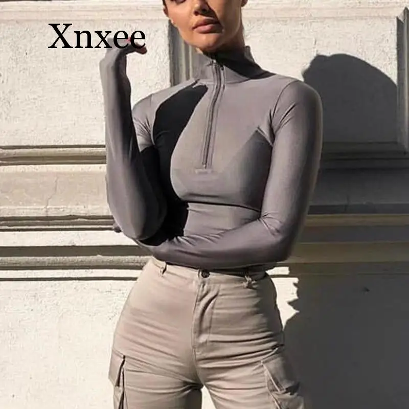 

Комбинезон женский, с высоким воротом, эластичный, на молнии, с длинным рукавом