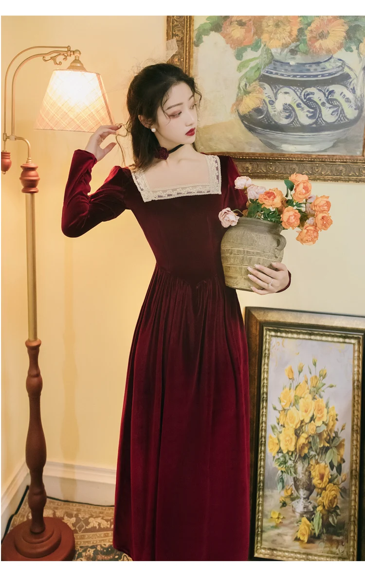 

autumn long sleeve belt party runway winter maxi dress vestidos women dress vintage elegant patchwork 2020 new spring