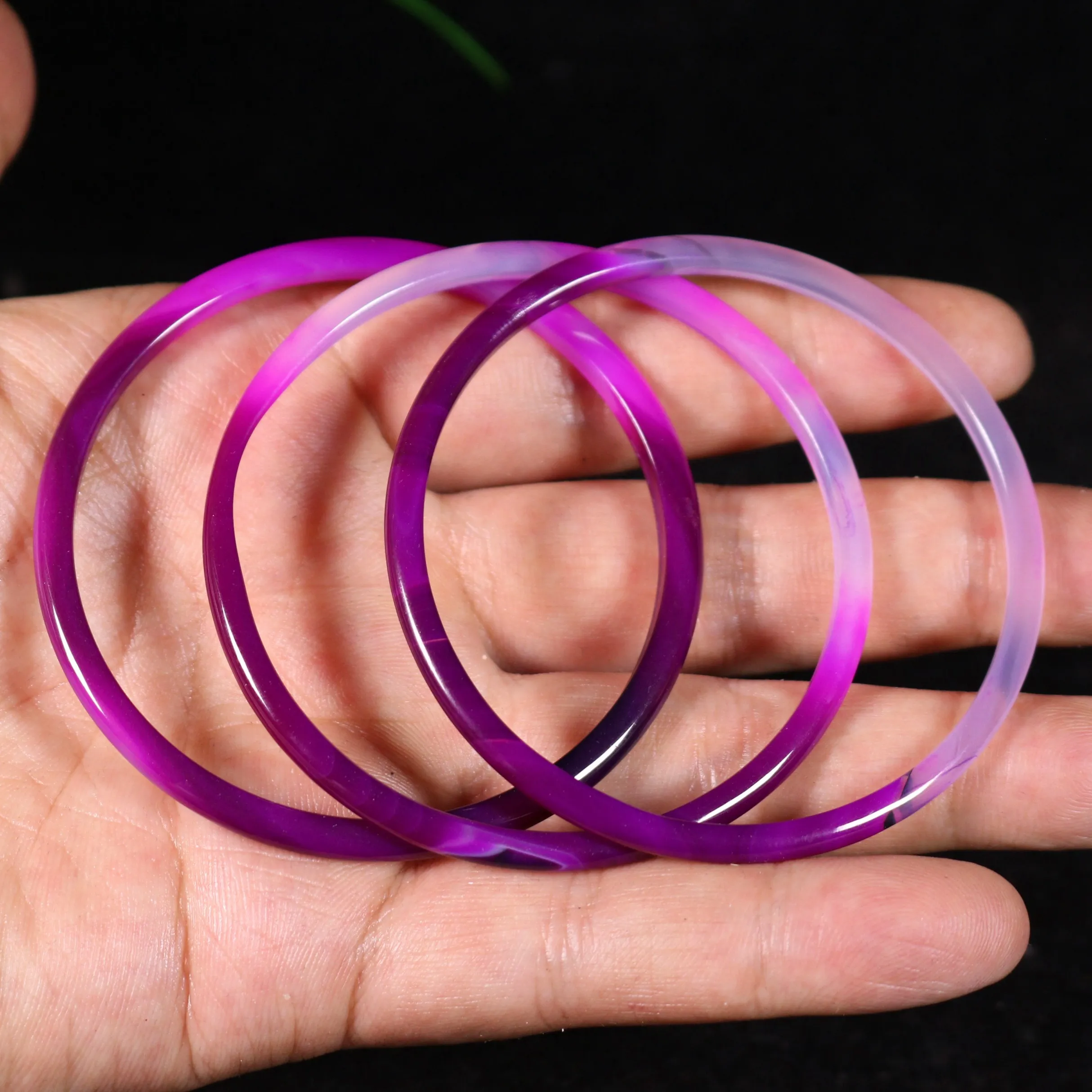 Супер тонкий натуральный фиолетовый агат Халцедон Браслет со льдом нефритовый