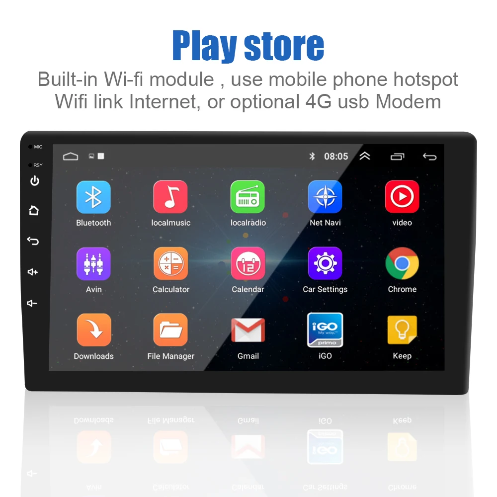 Универсальный мультимедийный проигрыватель 4 ядра 2 Din 9 дюймов GPS Wi-Fi Bluetooth Android 10 0 1