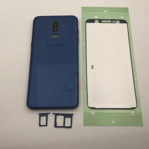 Синий Для samsung Galaxy J8 J810 J810F J810G J810DS промежуточный Корпус задняя крышка батареи с кнопками громкости питания - Цвет: Синий