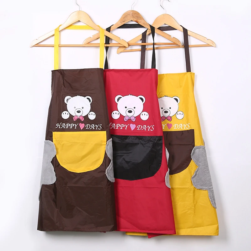 

Hand Towel Apron Waterproof Stain Home Kitchen Cooking Waist Korean Creative Cute Bear Hanging Neck Towel Apron Oversleeve