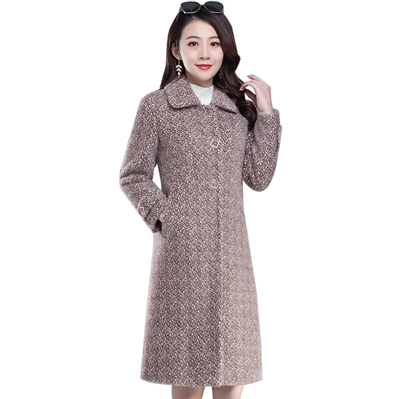 

Classic coat Large size Woolen coat female New Winter long women's Outerwear Thicken Mink cashmere sweater Middle age clothing