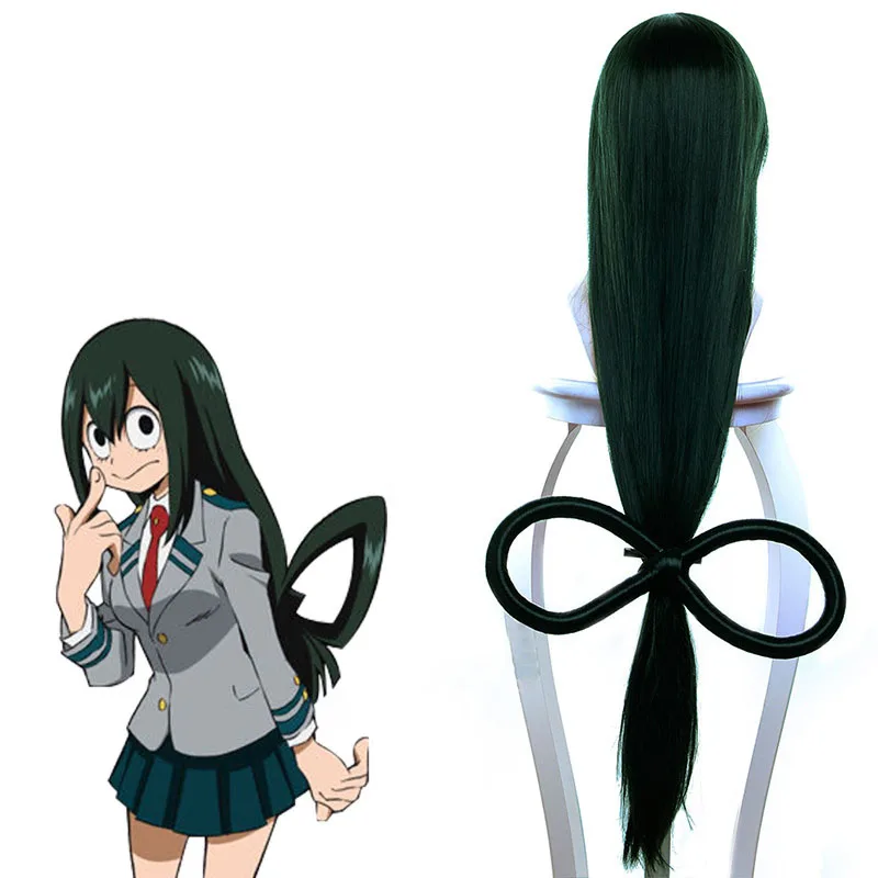 

Boku no Hero Academia Tsuyu Asui Cosplay Wig My Hero Academia Women Long Green Synthetic Hair Halloween Party +Wig Cap