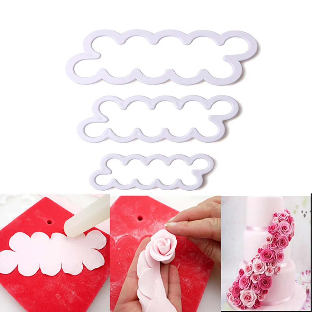 3 шт./компл. 3D резак в форме лепестков розы элегантная форма для торта украшения