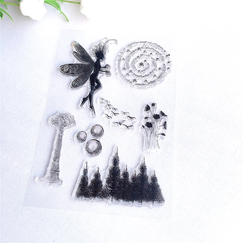 11*16 Mid-Night Fairy Clear Stamp Transparent Silicone Seal for DIY Scrapbooking Card Making Photo Album Decoration Craft Stamp