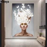 scandinavian flower woman wall art canvas print abstract poster painting decoration picture nordic modern living room decor