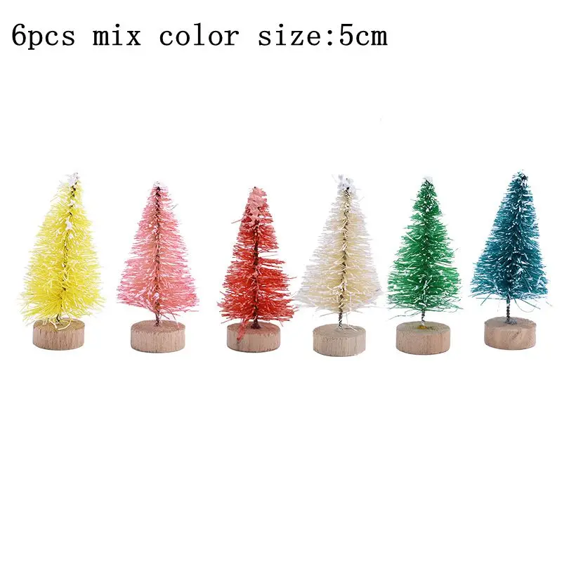 B07-5cm-6pcs mix Разноцветная белая зеленая искусственная мини-елка для детей DIY Деревянная Рождественская миниатюрная Рождественская елка настольное украшение сосны - Цвет: B07-5cm-6pcs mix