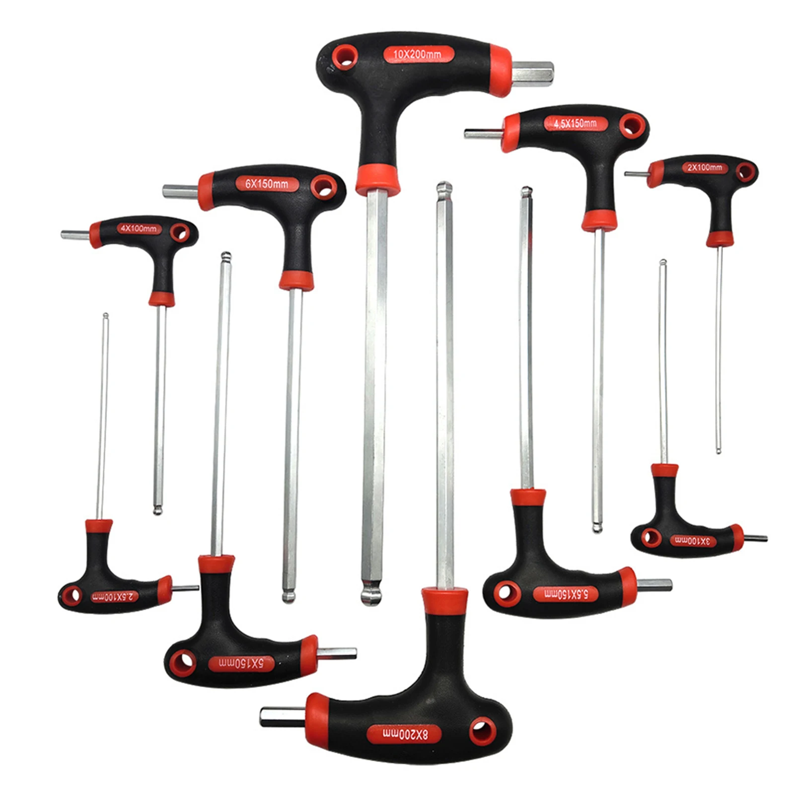 10pcs Hand Tool Ergonomic Car Repair Screwdriver Hex Key Wrench Set Anti Rust T Handle Easy Install With Ball End Storage Holder |
