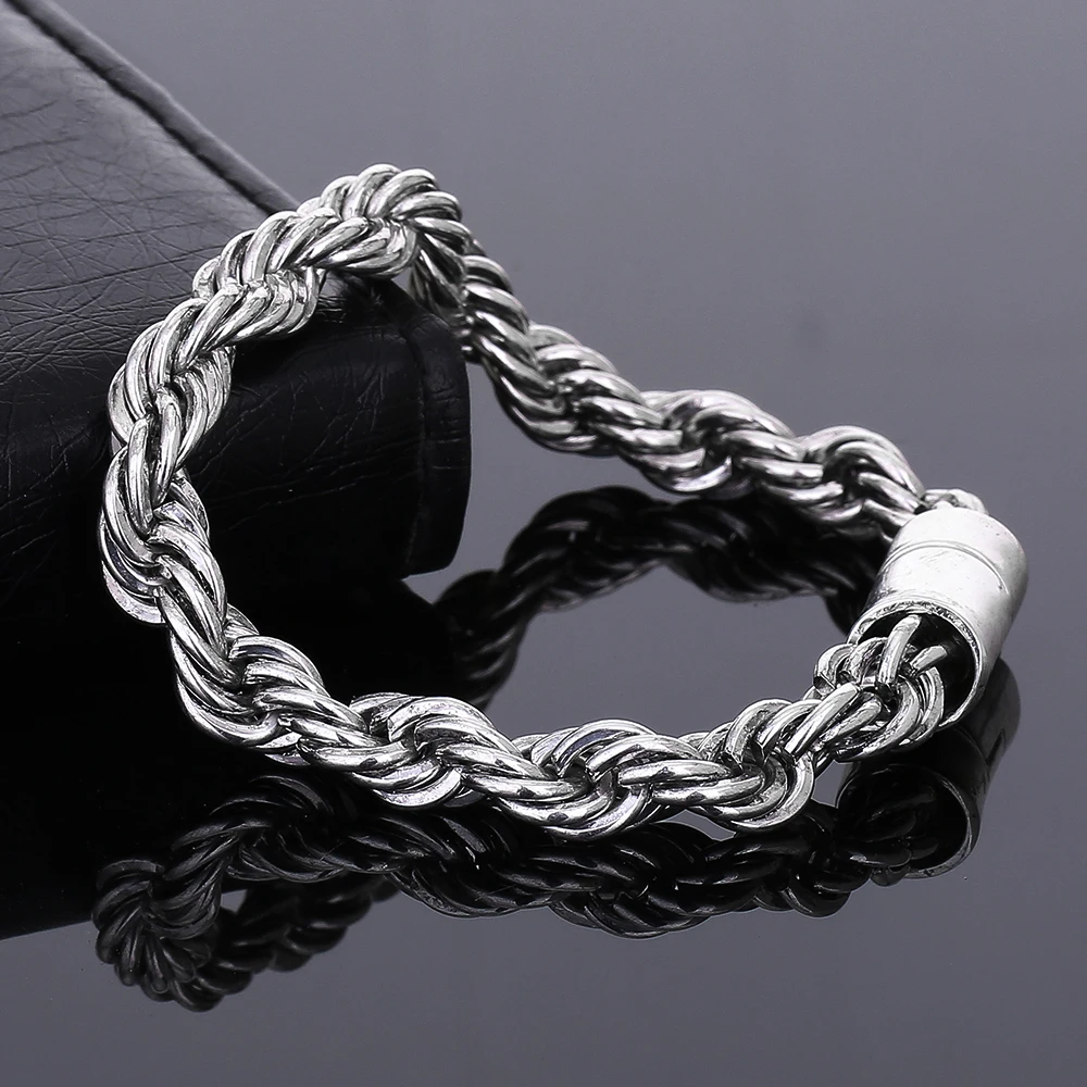 Handmade Punk Buddha Bracelets Mens Bracelet Chain Vintage Ancient Silver color Rolo Thick for Womens Wholesale | Украшения и