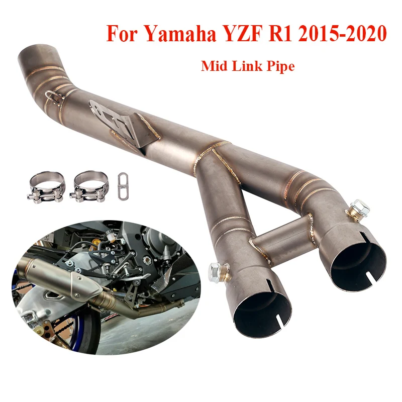 

YZF R1 Middle Like Piep Motorcycle Exhaust Connection Tube Stainless Steel For Yamaha R1 MT-10 2015-2020 Slip On Modified