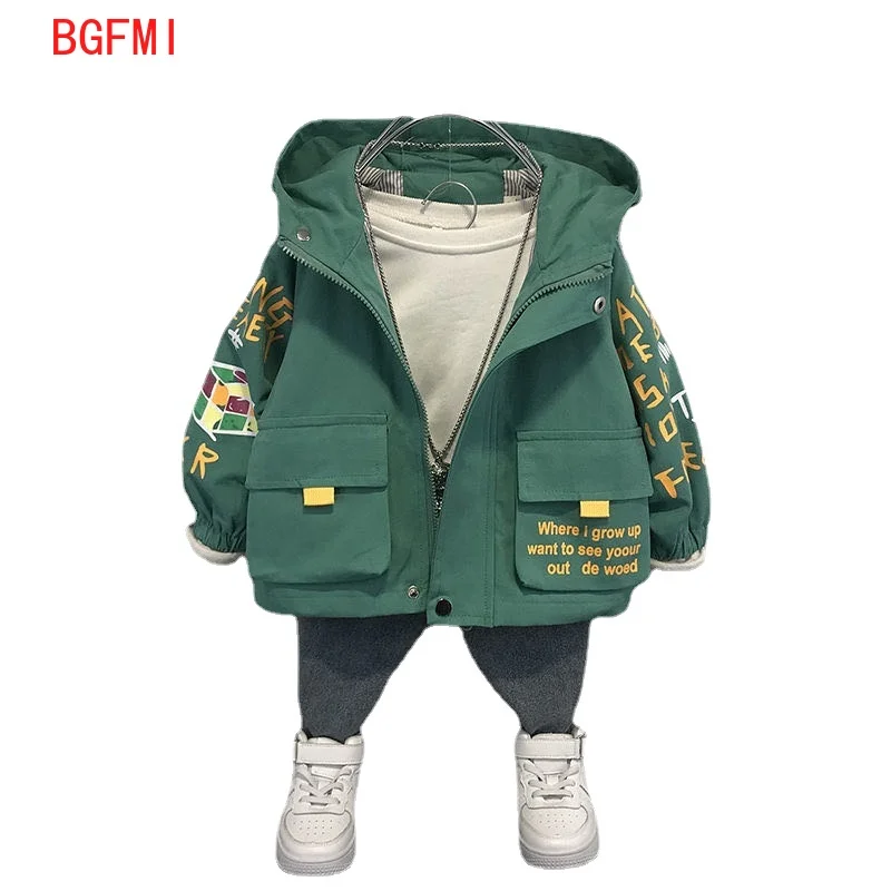 

New Kids Boys Hooded Long Sleeve Coats 0-9 Years Old Spring Autumn Baby Kids Jackets Letter Casual Children's Clothes for Boy