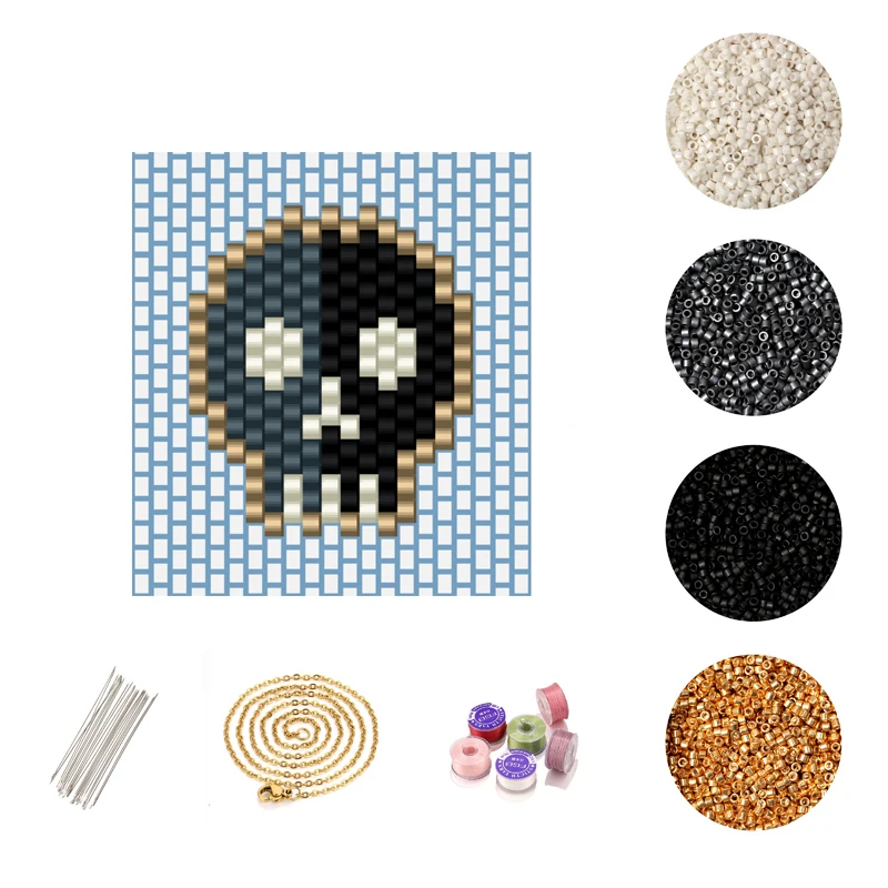 

FAIRYWOO Miyuki Necklace Skull Choker Steampunk Chain Necklace DIY Accessories Skeleton Jewelry Making Kit For Girls Wholesale