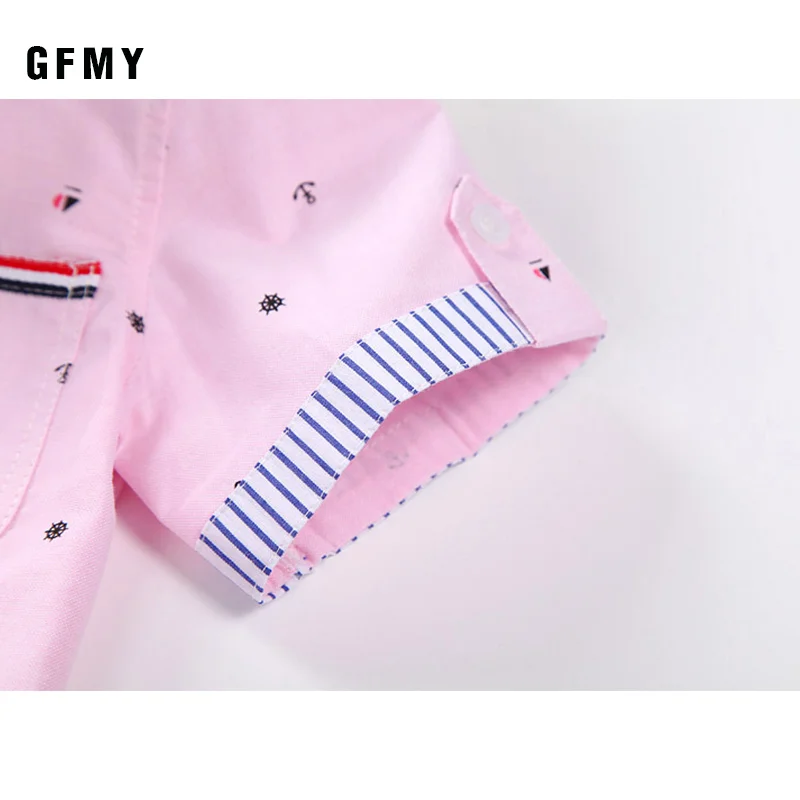 GFMY/ Лидер продаж детская одежда футболки в повседневном стиле, солидные футболки из хлопка с короткими рукавами для мальчиков, рубашки для От 2 до 14 лет декорации с лентой для маленьких детей; рубашки