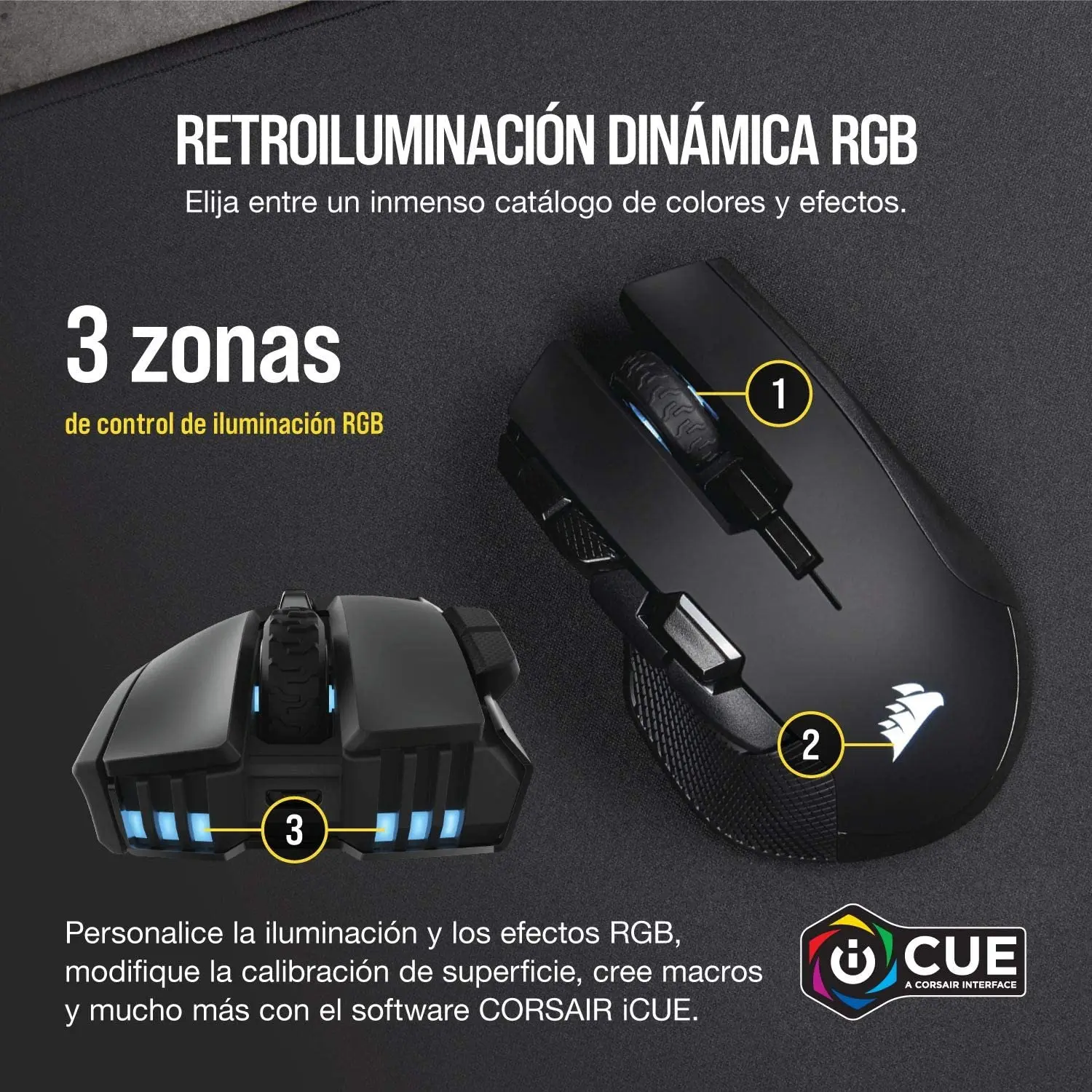 CORSAIR IRONCLAW RGB беспроводная перезаряжаемая игровая мышь с технологией SLISPSTREAM черный