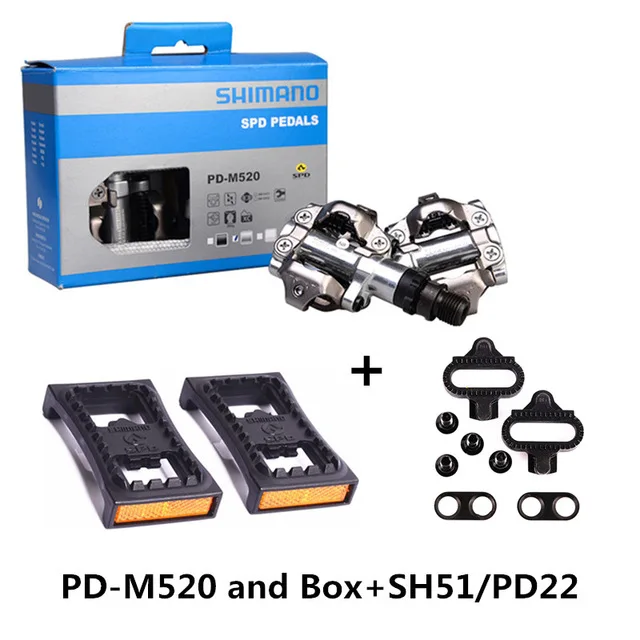 SHIMANO PD-M520/PD-M540 замок шаг горный велосипед самоблокирующаяся педаль с SH51 замок часть может добавить PD22 Замок кусок абсолютно новая коробка - Цвет: M520Silver and PD22