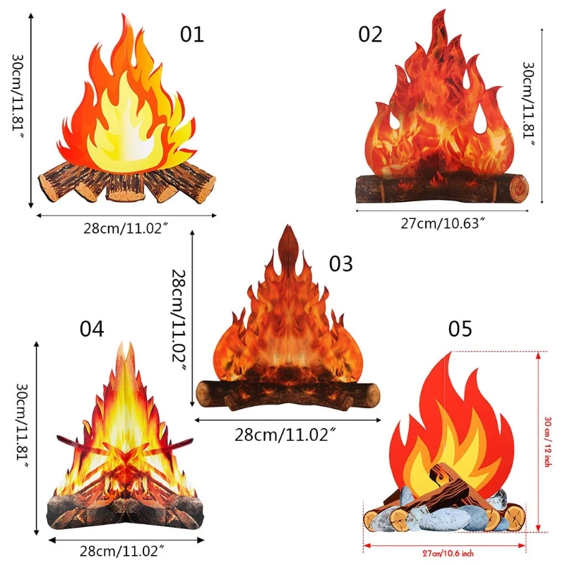 Искусственный огонь бумажная поддельная пламя 3D костер центральный картонная