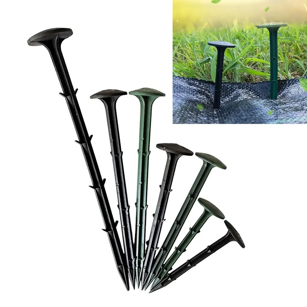 100Pcs 30cm Garden Ground Nail Greenhouse Film Ground Cloth Sunshade Fly Net Fixed Barbed Plastic PP Ground Nails