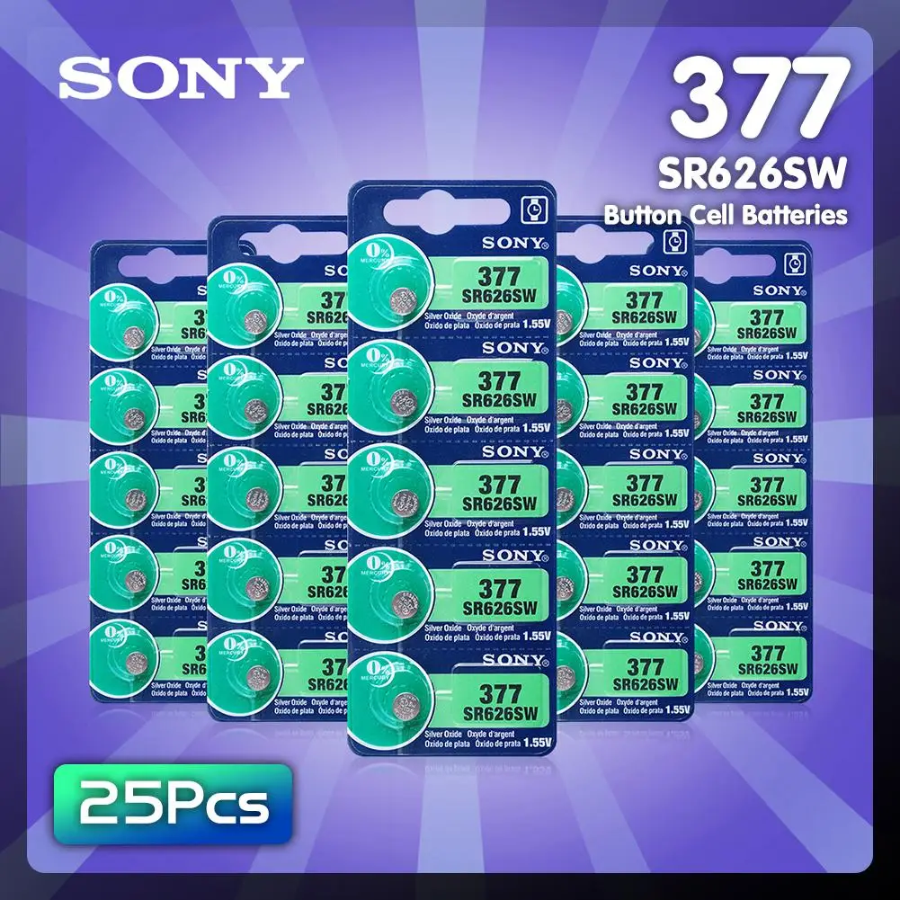 25 шт. SONY батарея монетного типа для часов 1 55 V AG4 377A 377 LR626 SR626SW SR66 Кнопочная
