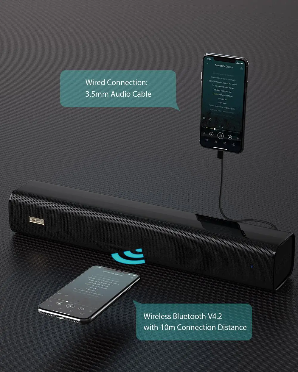 Динамик Blitzwolf BW-SDB0 Pro 10 Вт 2200 мАч Мини bluetooth Саундбар для настольных ПК с стереозвуком уникальный дизайн динамик s